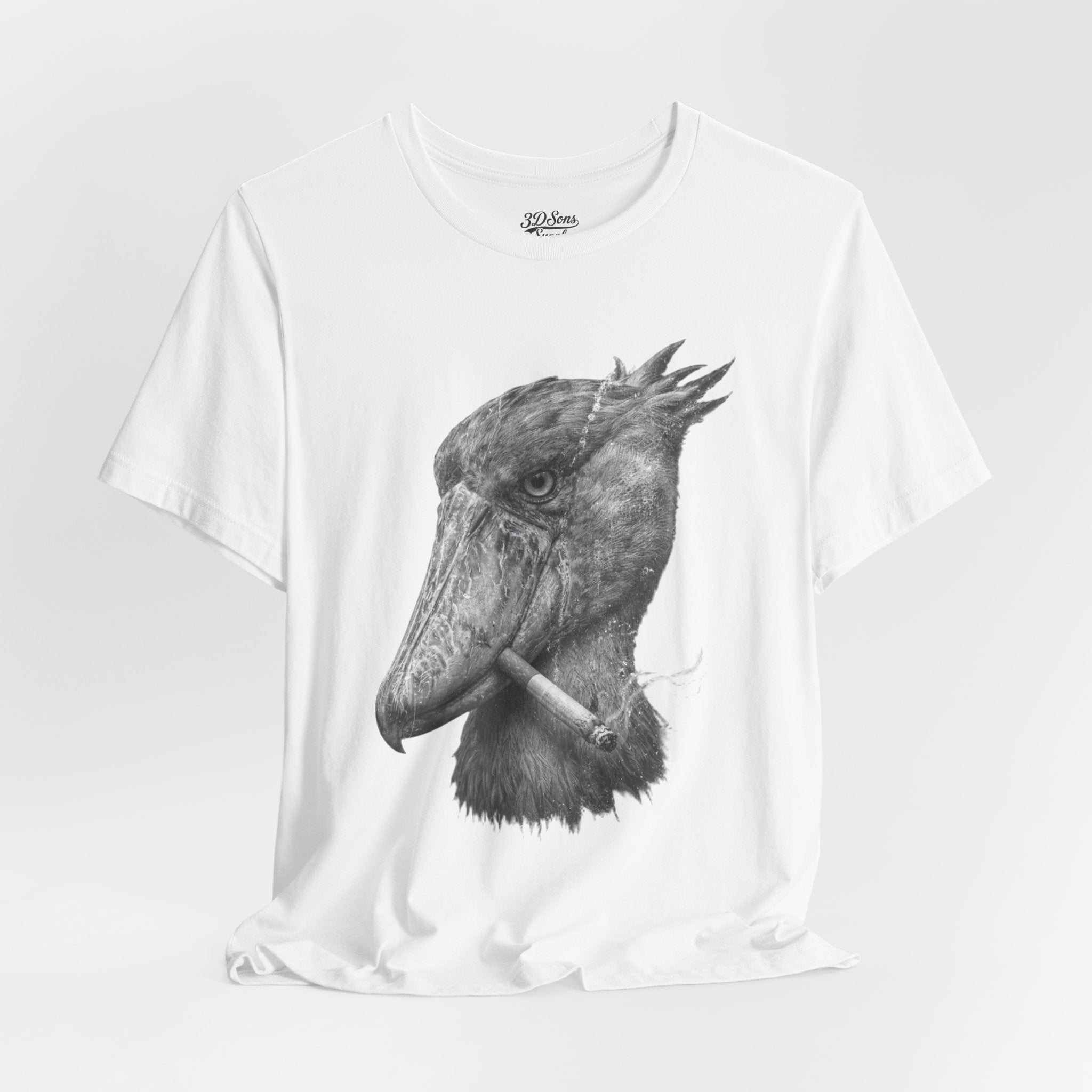 Smoking Shoebill Stork T-Shirt — Quirky Bird Graphic Tee