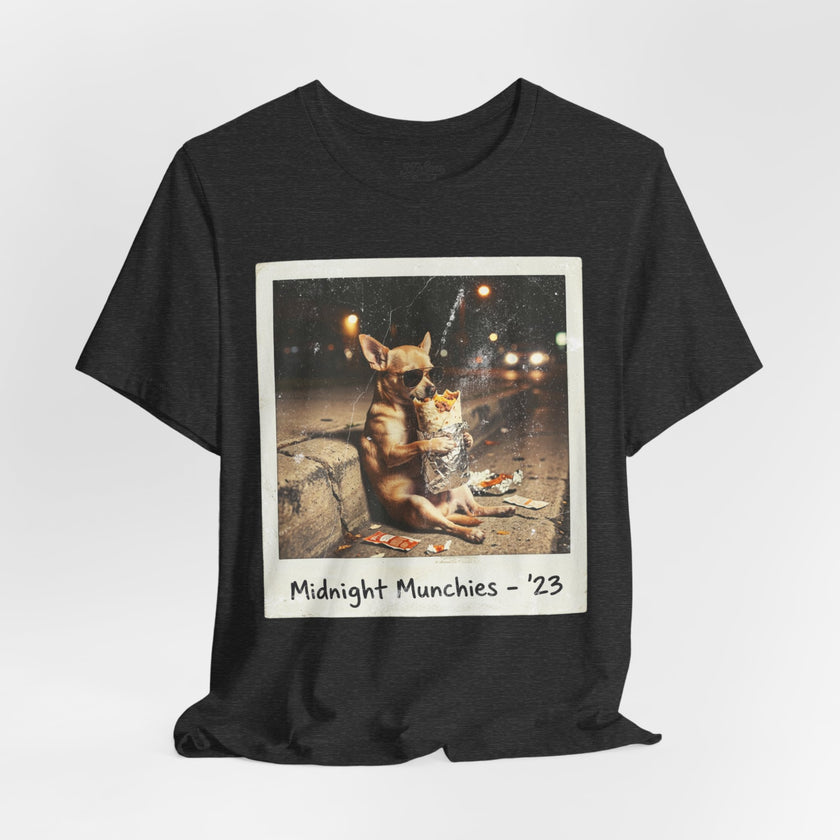Midnight Munchies '23 Tee - Funny Chihuahua Late Night Snack Graphic T-Shirt