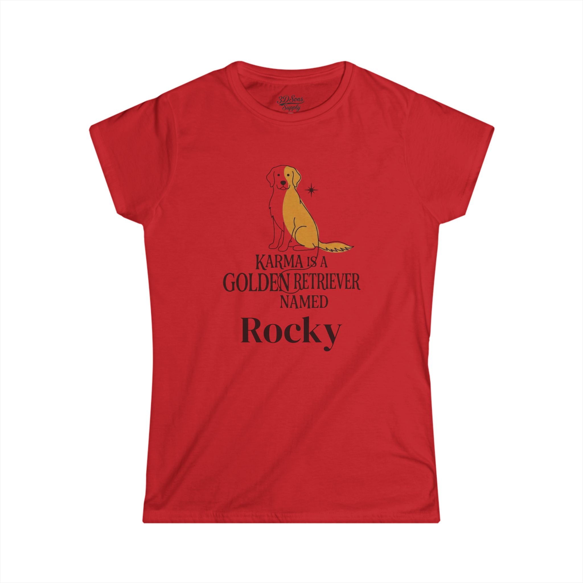 Personalize Karma Golden Retriever Name Tee | Mid Century Dog Shirt