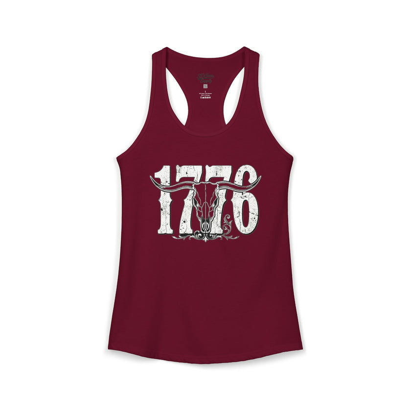 1776 Longhorn Skull Women's Racerback Tank