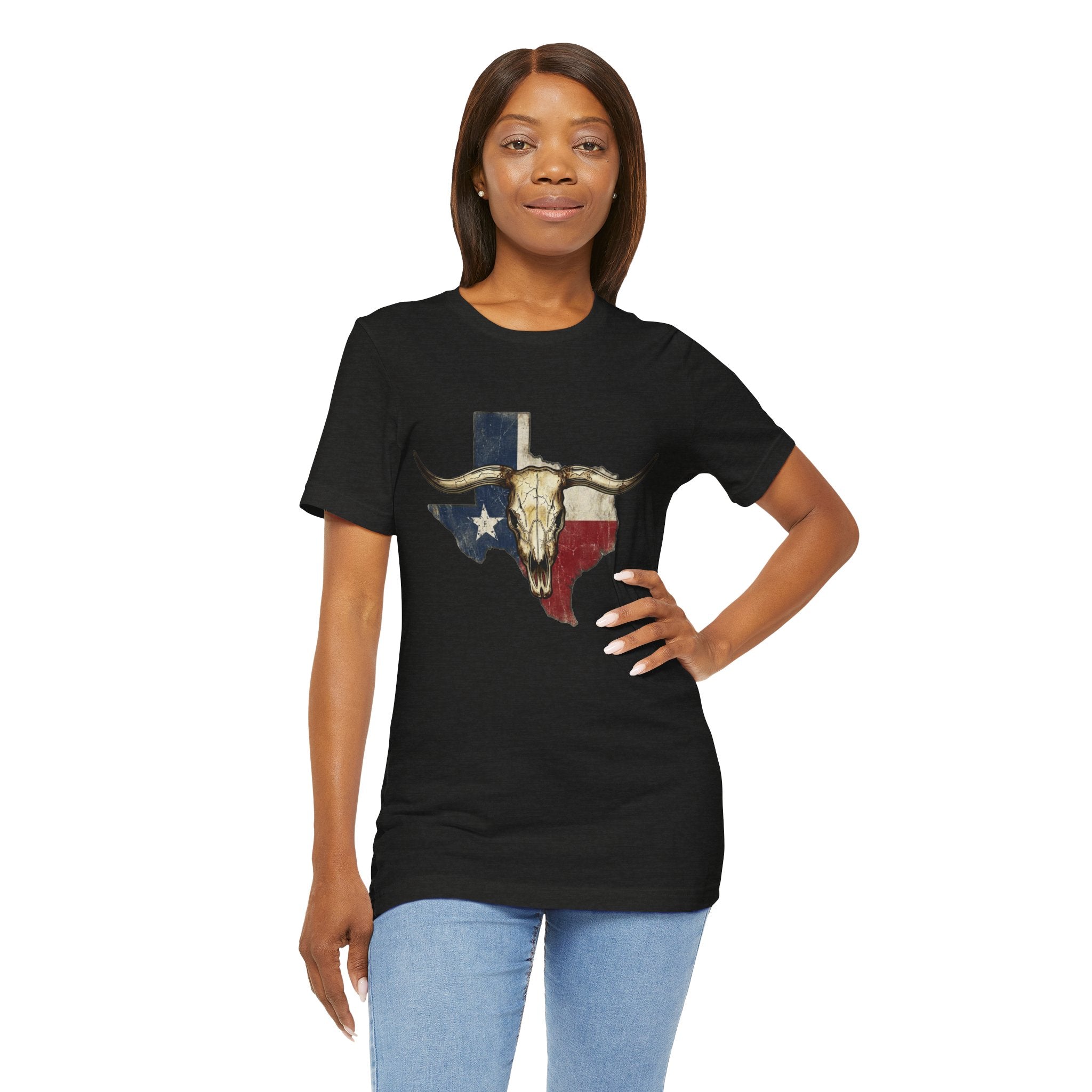 Texas Flag Longhorn Tee - Vintage Texas Skull T-Shirt
