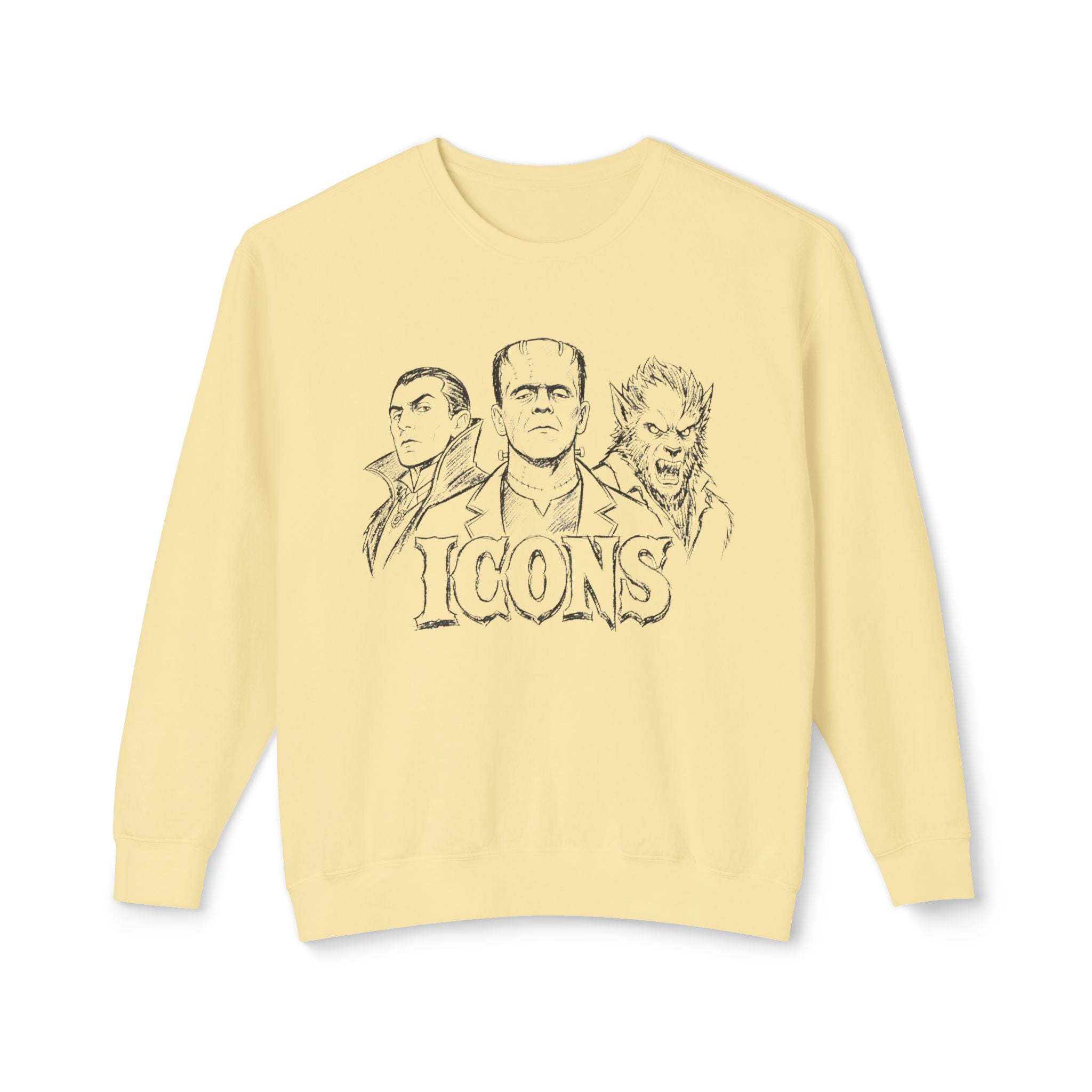 Classic Monster Icons Sweatshirt | Frankenstein Dracula Wolfman Crewneck