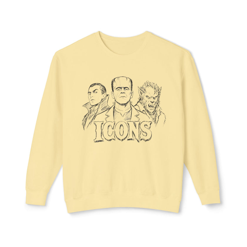 Classic Monster Icons Sweatshirt | Frankenstein Dracula Wolfman Crewneck