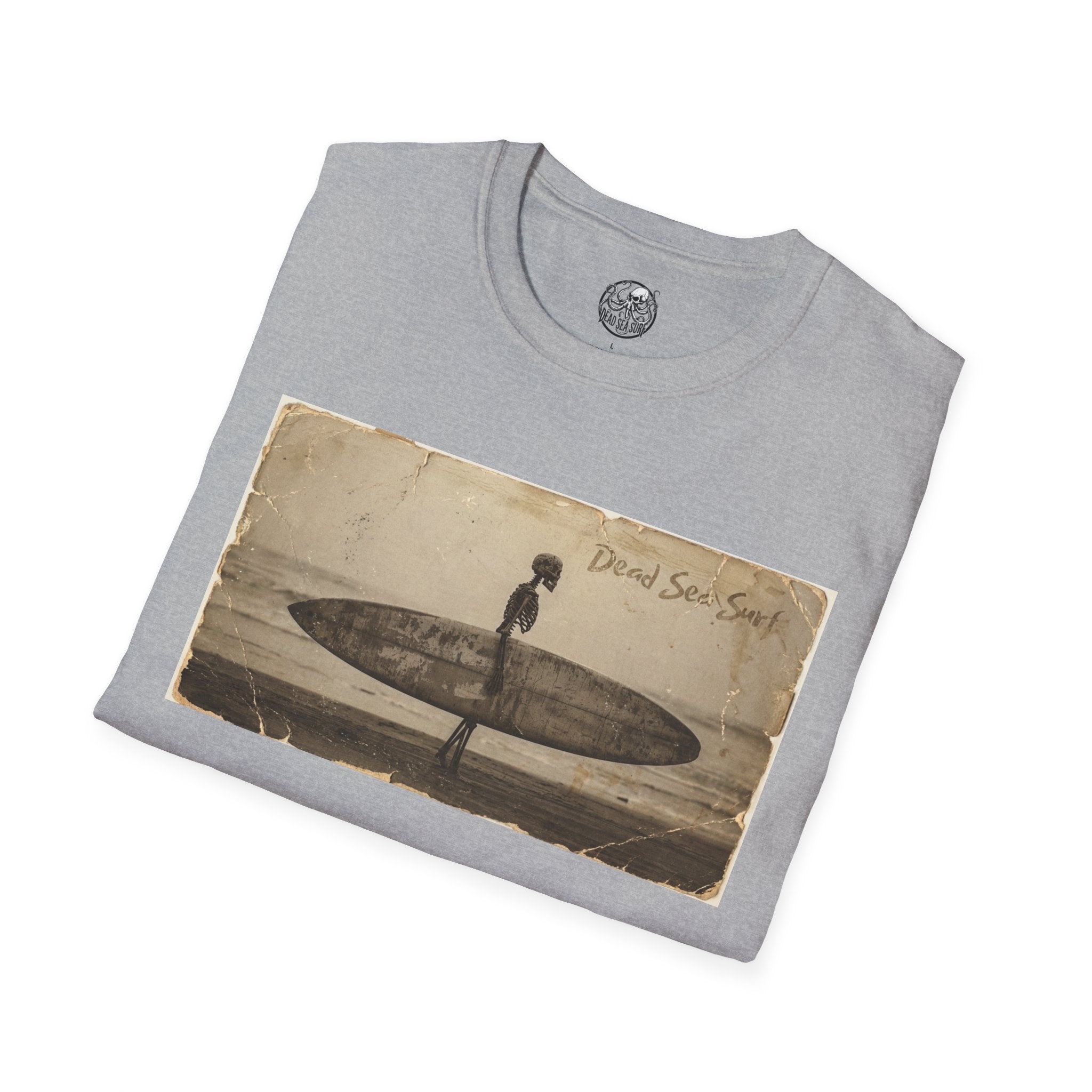Vintage Skeleton Surfer Photograph T-Shirt | Retro Beach Surf Tee