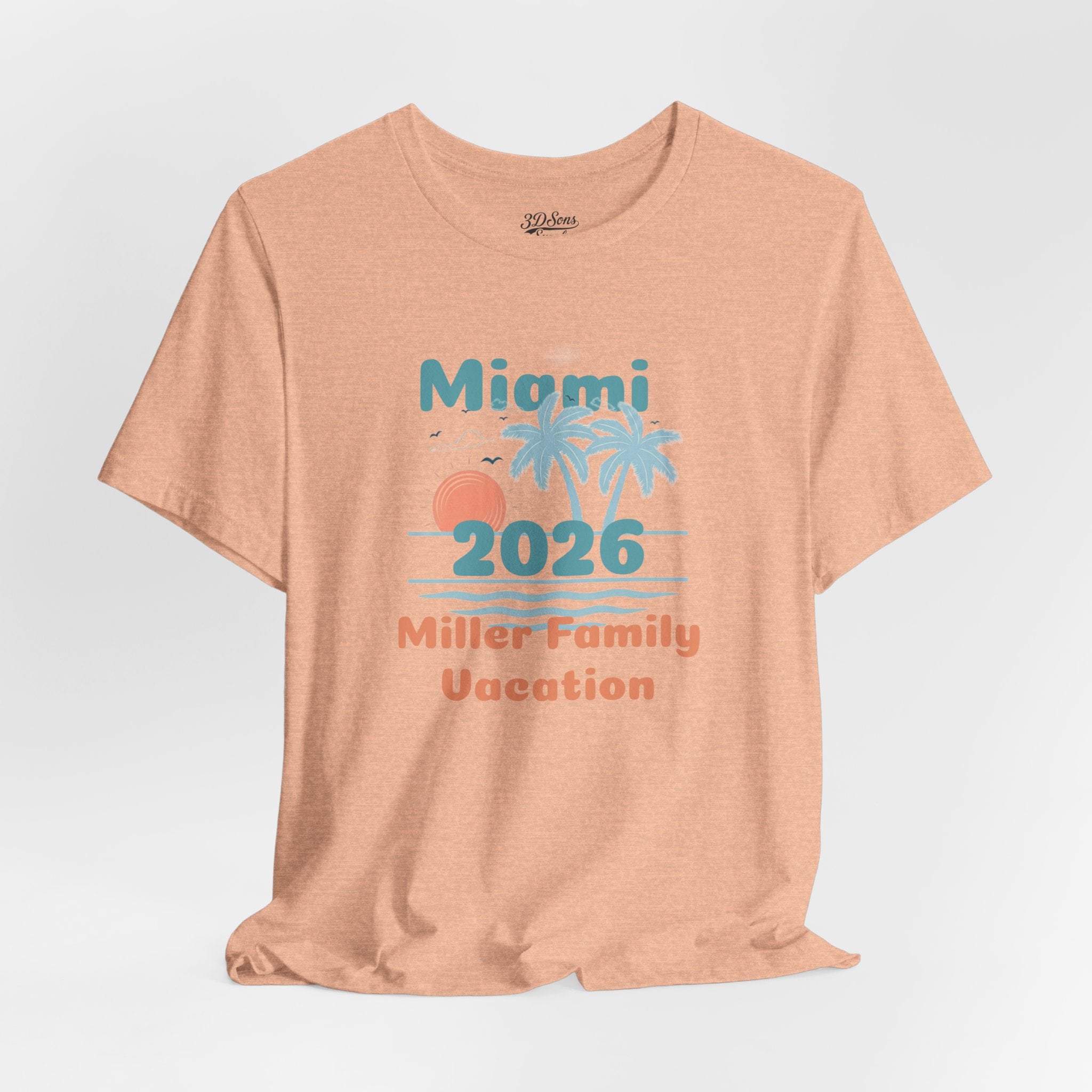 Personalized Family Beach T-Shirt — Custom Family Name, Location, Year with Beach Design