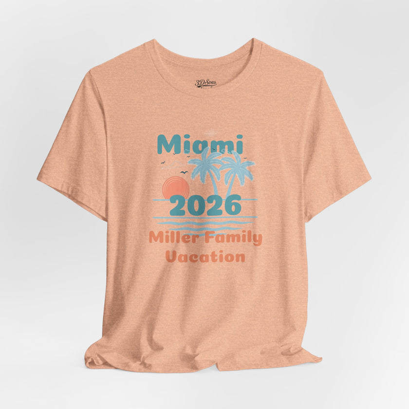 Personalized Family Beach T-Shirt — Custom Family Name, Location, Year with Beach Design