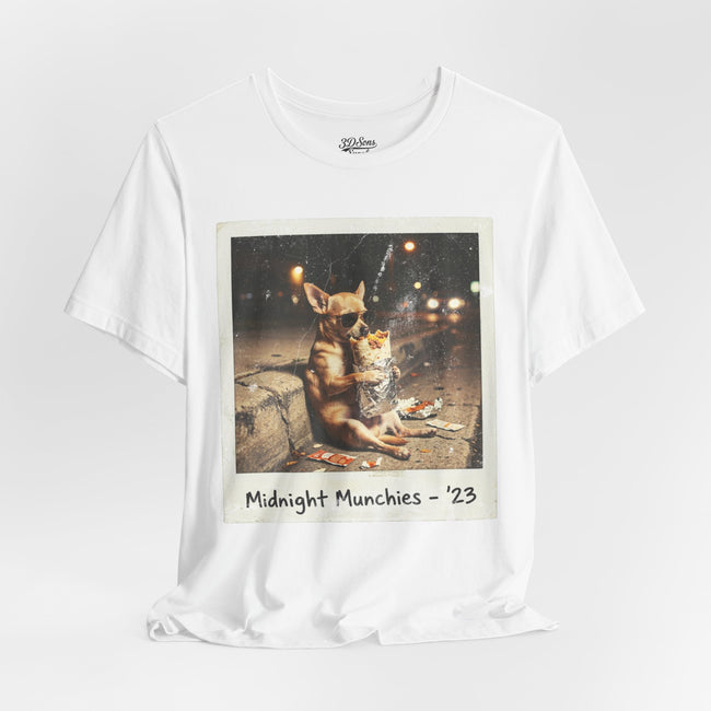 Midnight Munchies '23 Tee - Funny Chihuahua Late Night Snack Graphic T-Shirt