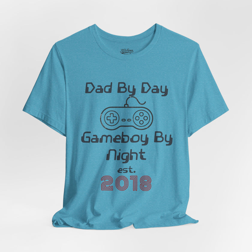 Personalized Dad By Day Gamer By Night T-Shirt,  90's Retro Controller Tee