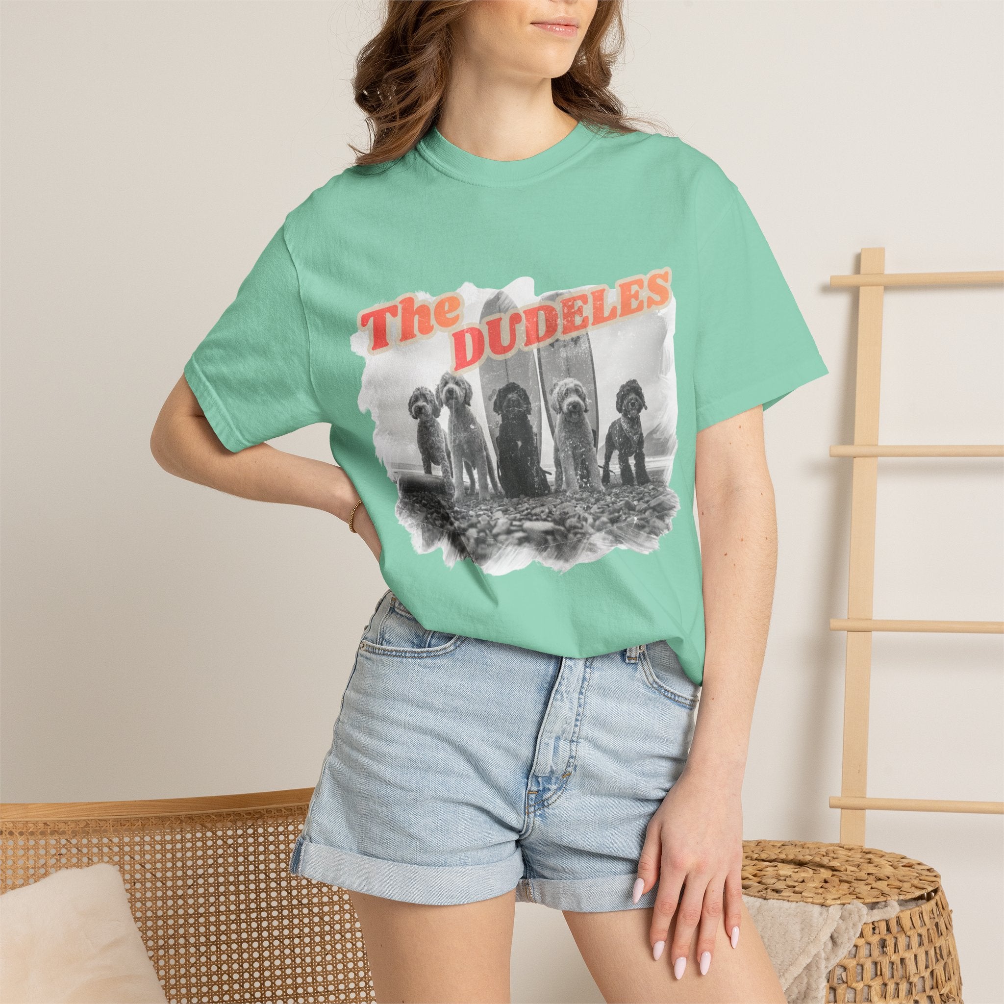 The Dudeles Dog Surfer T-Shirt | Doodle Breed Surfing Design