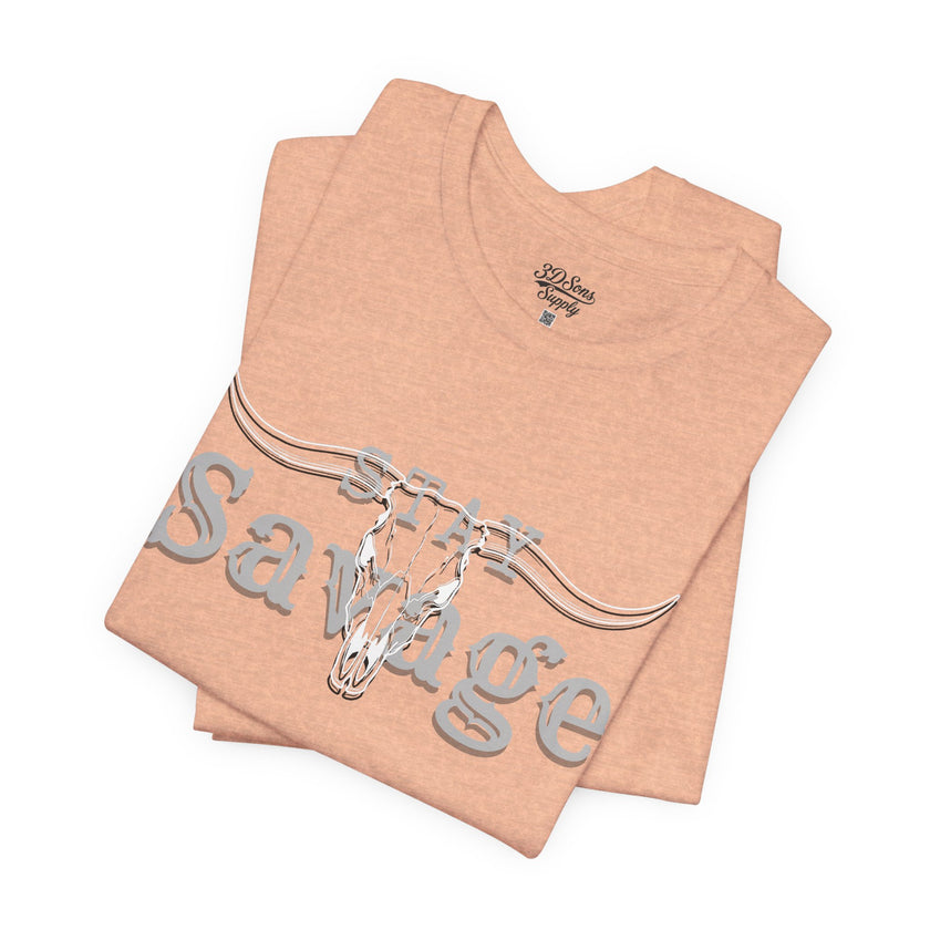 Stay Savage Longhorn Tee - Vintage Texas Skull T-Shirt