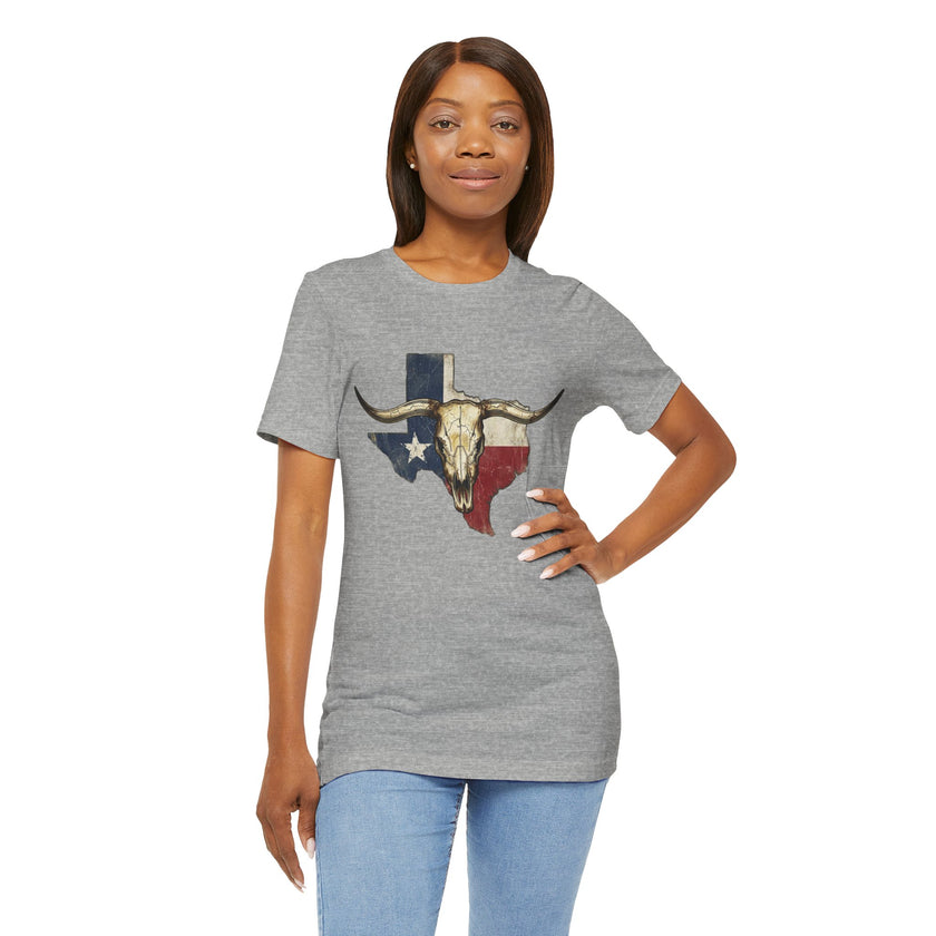 Texas Flag Longhorn Tee - Vintage Texas Skull T-Shirt
