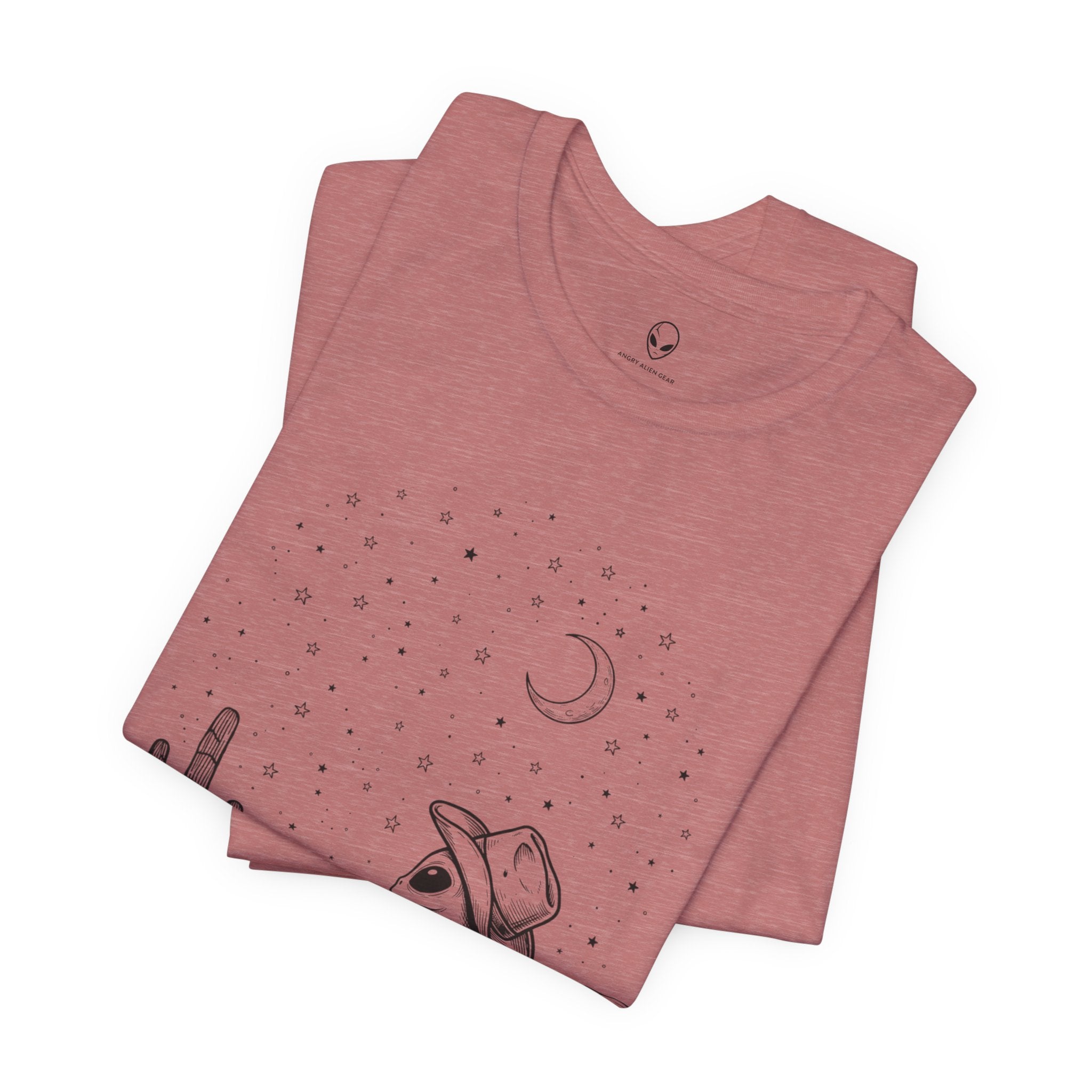 Alien Cowboy Sitting in Desert Tee | Night Sky Lawn Chair