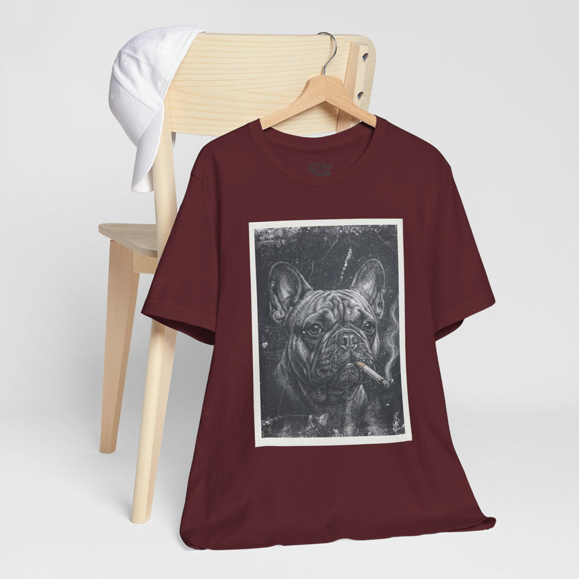 French Bulldog Smoking Graphic Tee — Retro Smoky Dog Art T-Shirt
