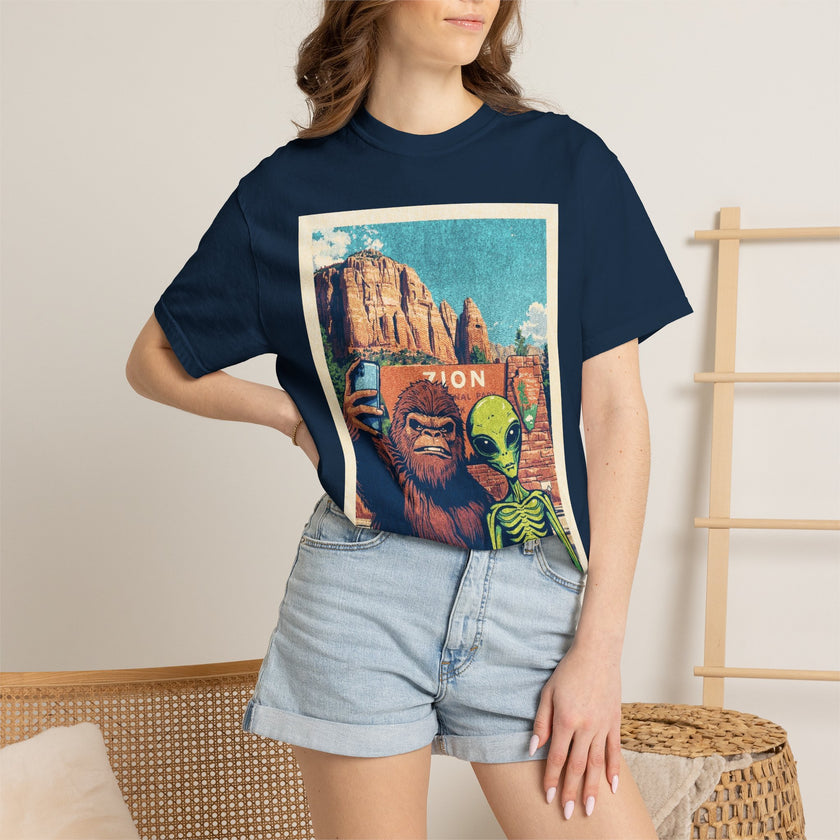 Alien & Bigfoot Zion National Park T-Shirt — National Park Adventure Tee