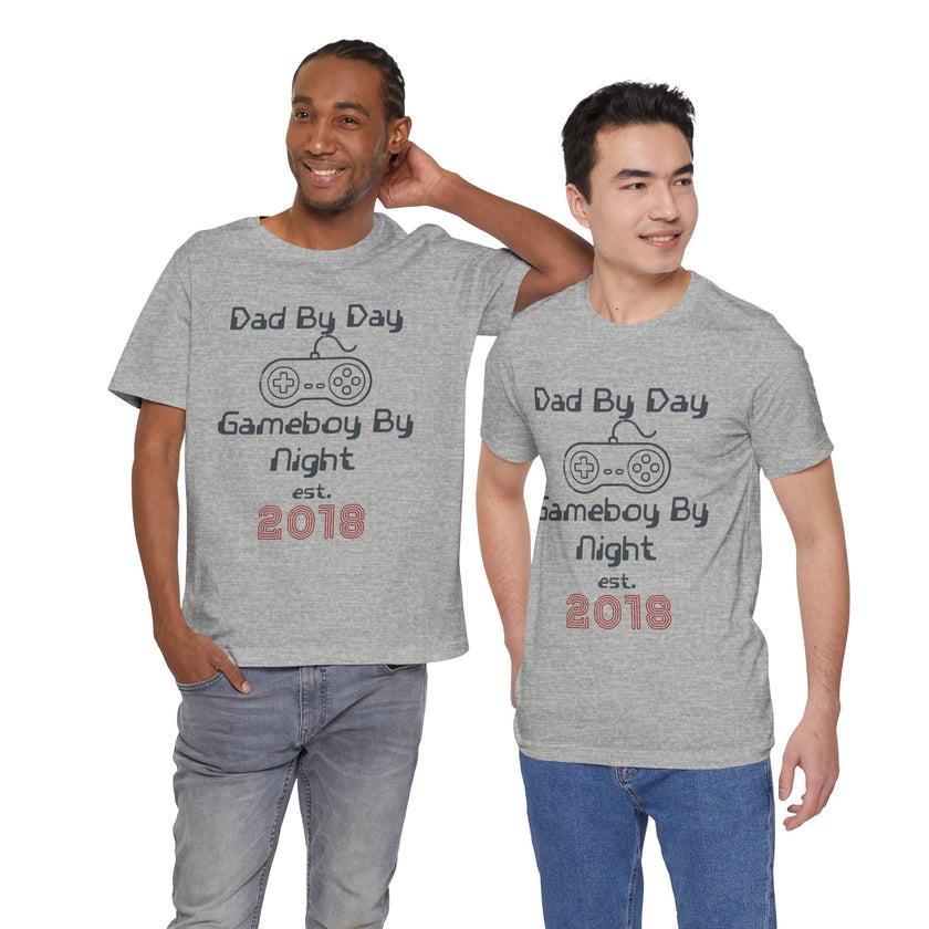 Personalized Dad By Day Gamer By Night T-Shirt,  90's Retro Controller Tee