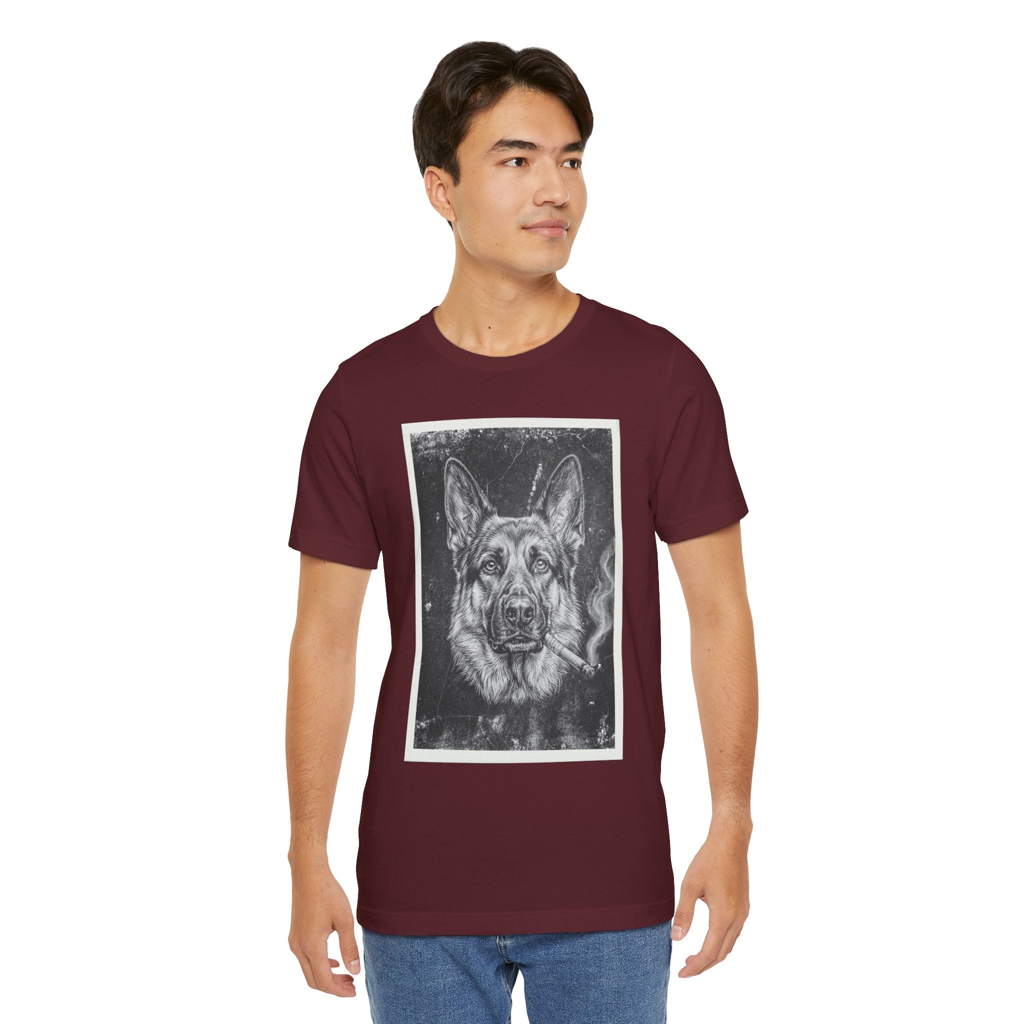 German Shepard Smoke Photo Tee — Vintage Pup Graphic T-Shirt