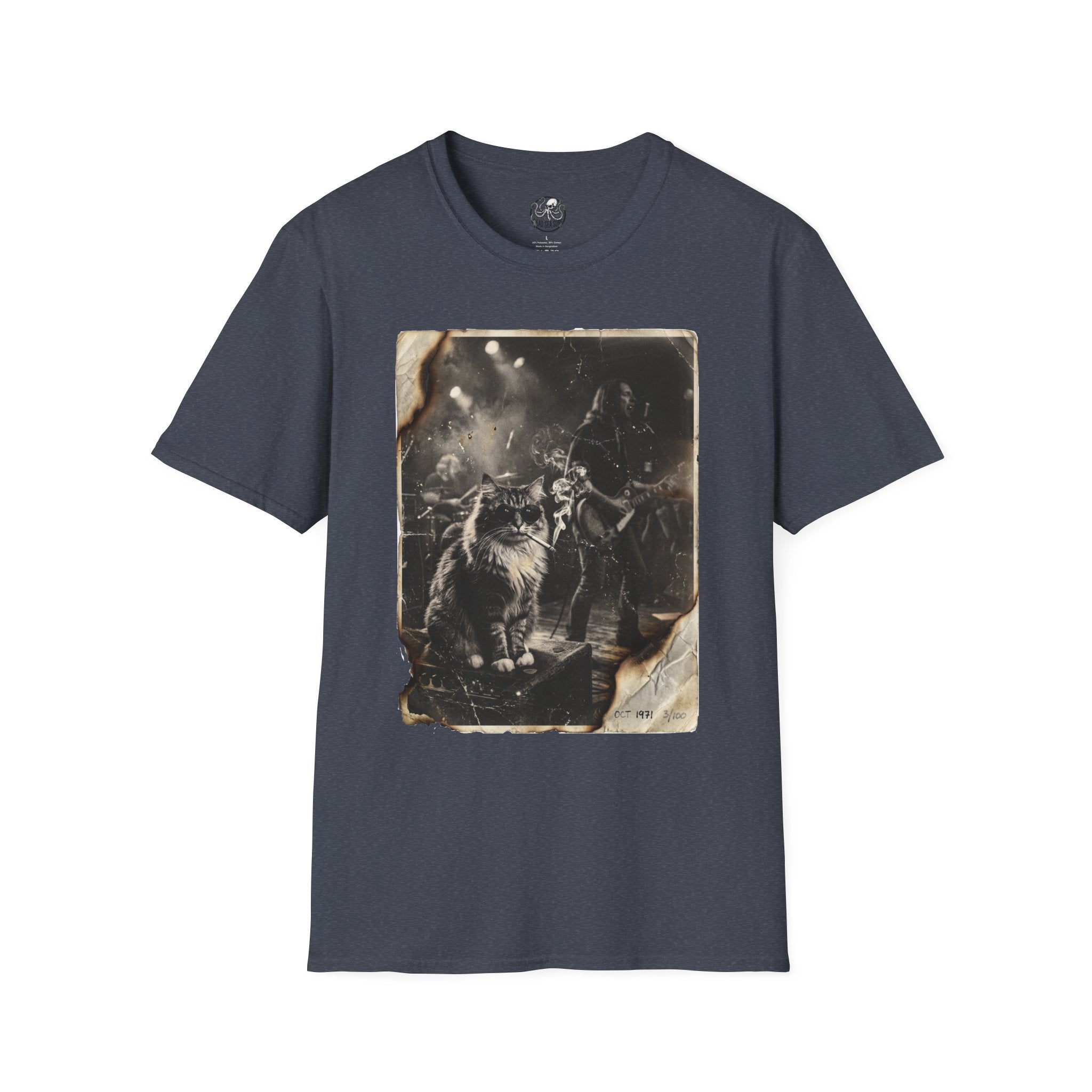 Vintage Rockstar Cat T-Shirt | Retro Rock Art Graphic Tee – 3D Sons Supply Co