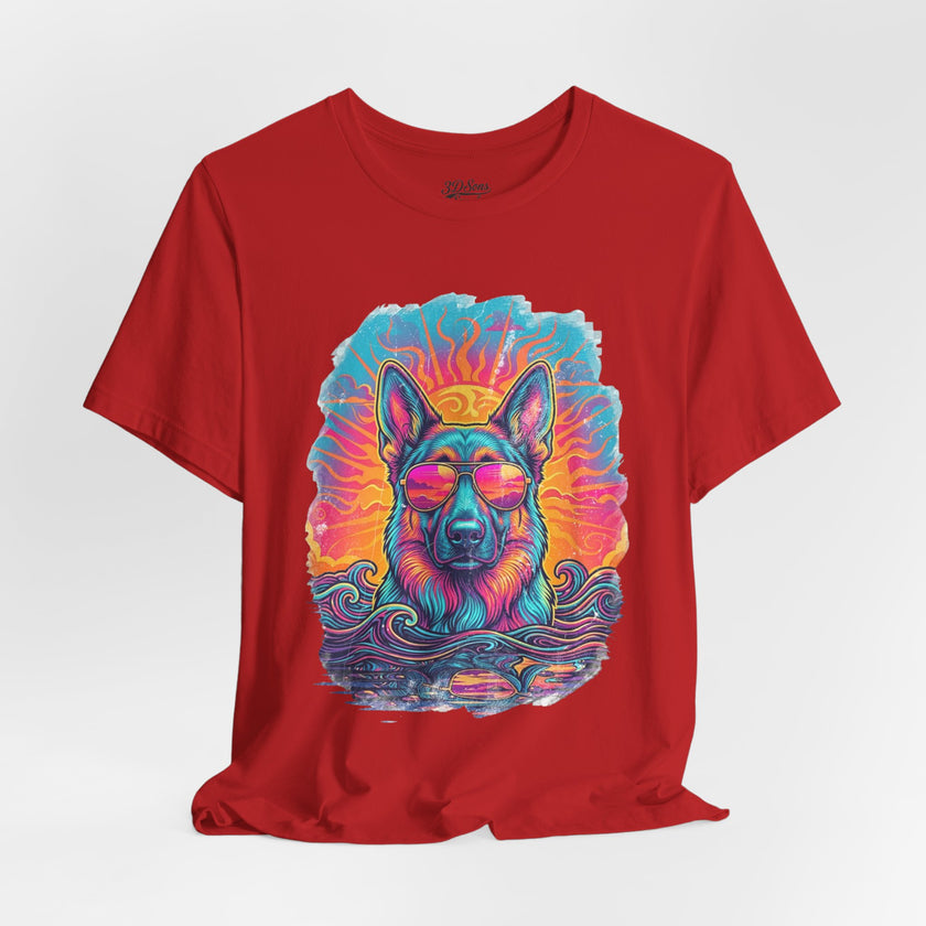 German Shepherd Retro 90s Vice City Tee