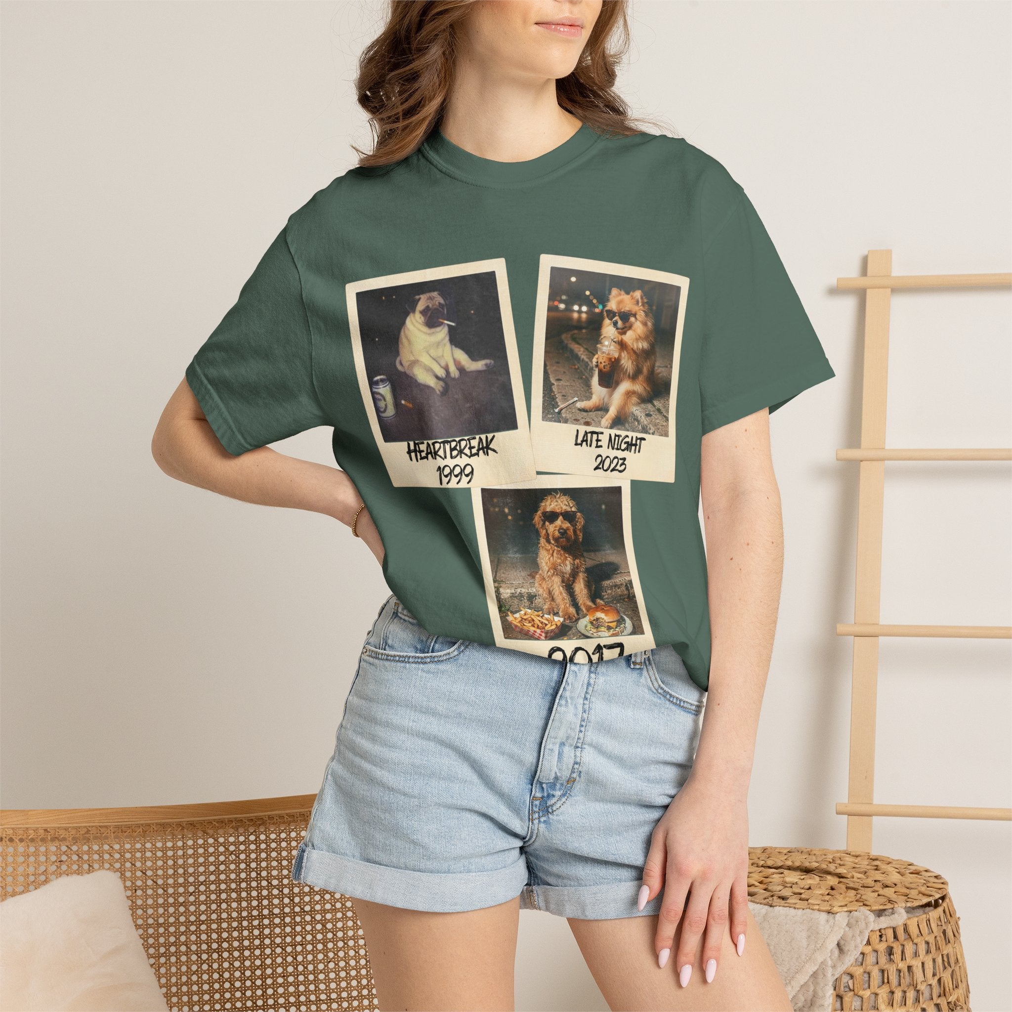 Personalized Polaroid Photo Tee — Custom 3 Image & Text Options