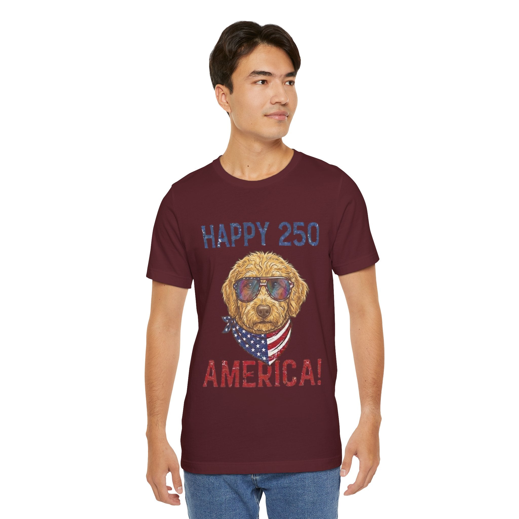 Happy 250 America! Patriotic Goldendoodle Tee