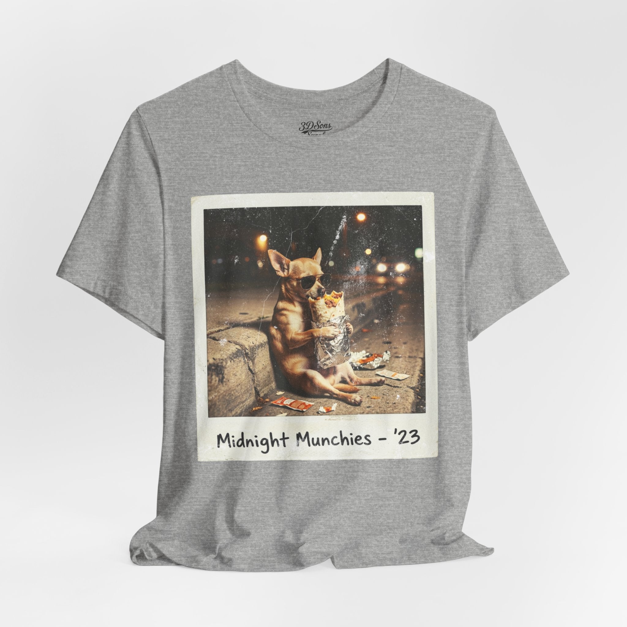 Midnight Munchies '23 Tee - Funny Chihuahua Late Night Snack Graphic T-Shirt