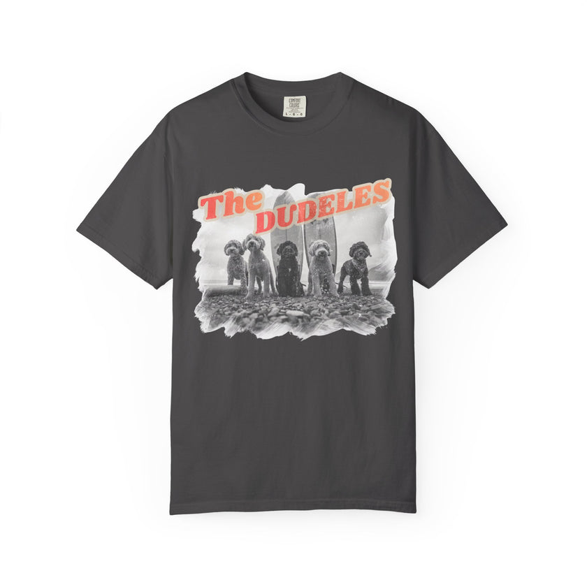 The Dudeles Dog Surfer T-Shirt | Doodle Breed Surfing Design