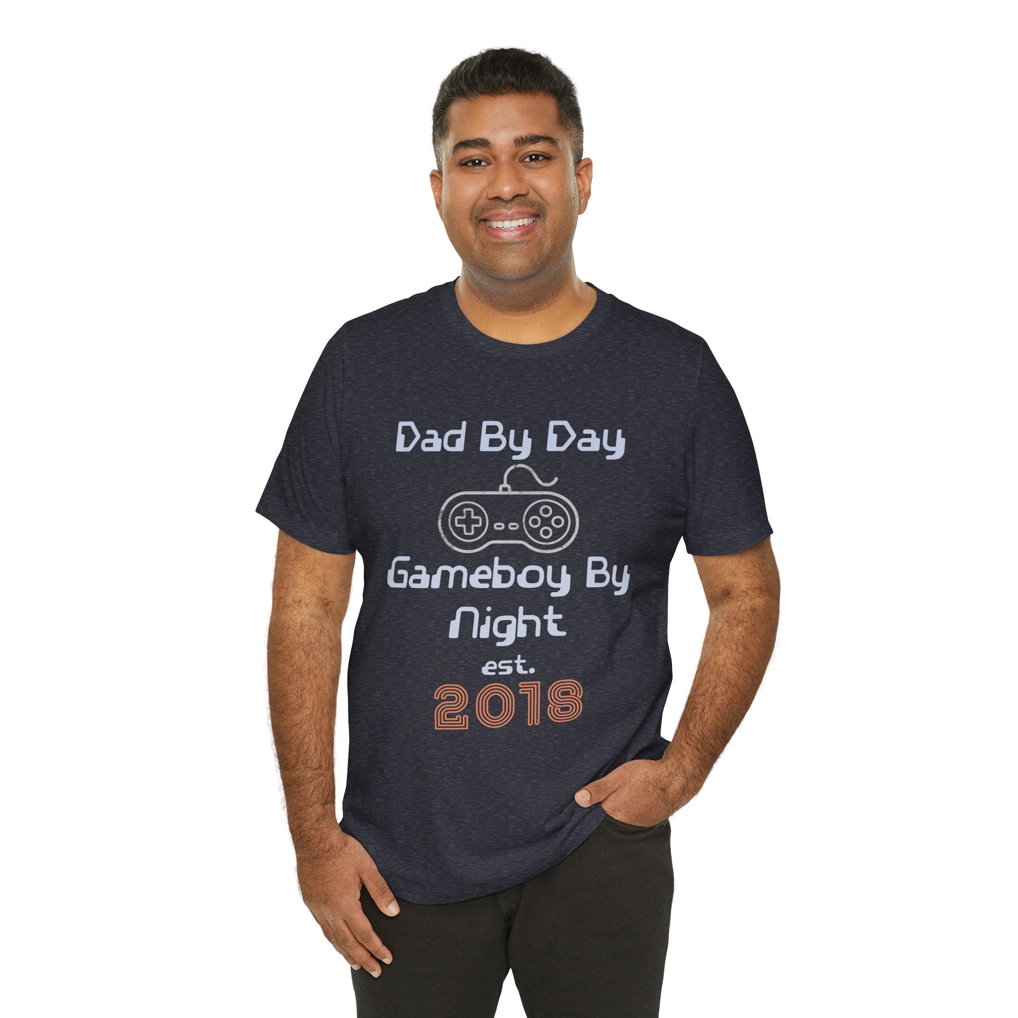 Personalized Dad By Day Gamer By Night T-Shirt,  90's Retro Controller Tee