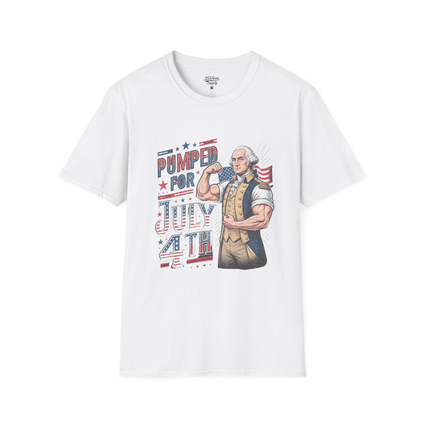 Pumped for July 4th George Washington T-Shirt | Funny Patriotic Tee