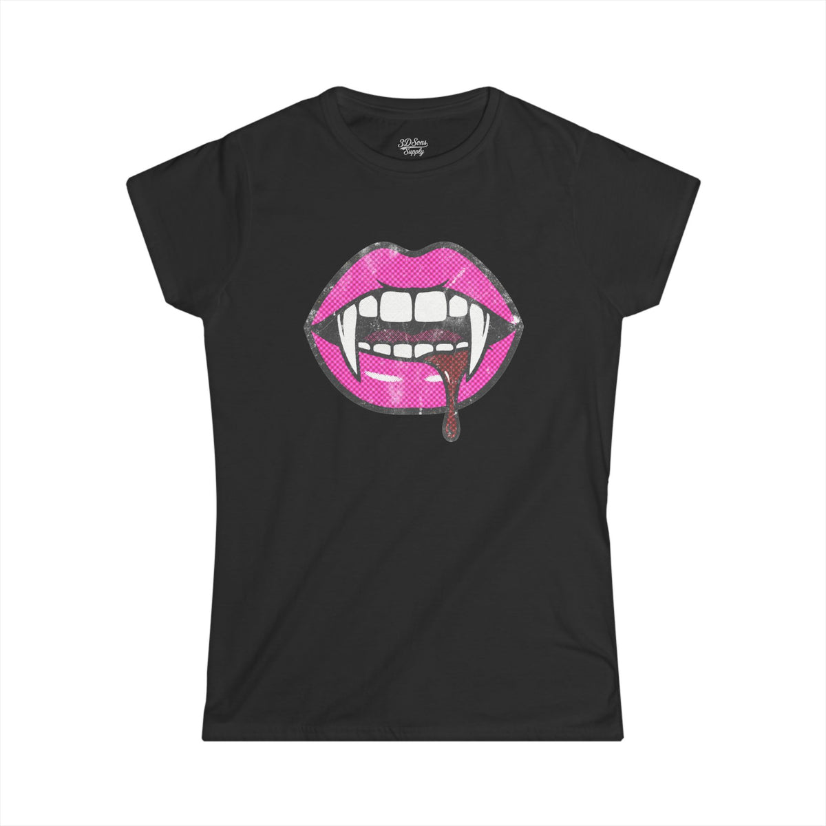 Hot Pink Vampire Lips Women's Tee | Graphic Short Sleeve Shirt