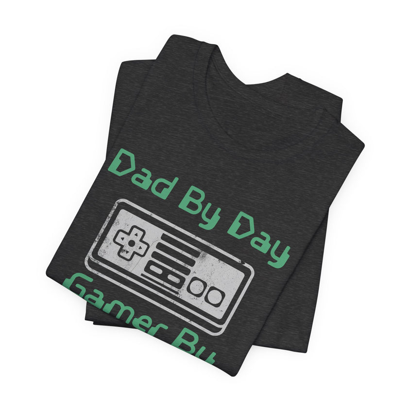 Personalized Dad By Day Gamer By Night T-Shirt — Established 2018 Retro Controller Tee
