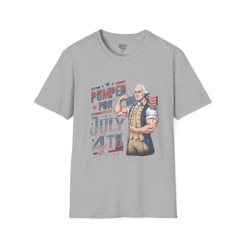 Pumped for July 4th George Washington T-Shirt | Funny Patriotic Tee