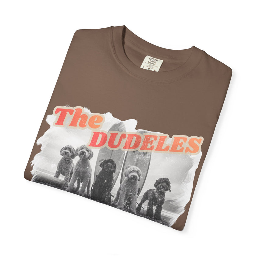The Dudeles Dog Surfer T-Shirt | Doodle Breed Surfing Design