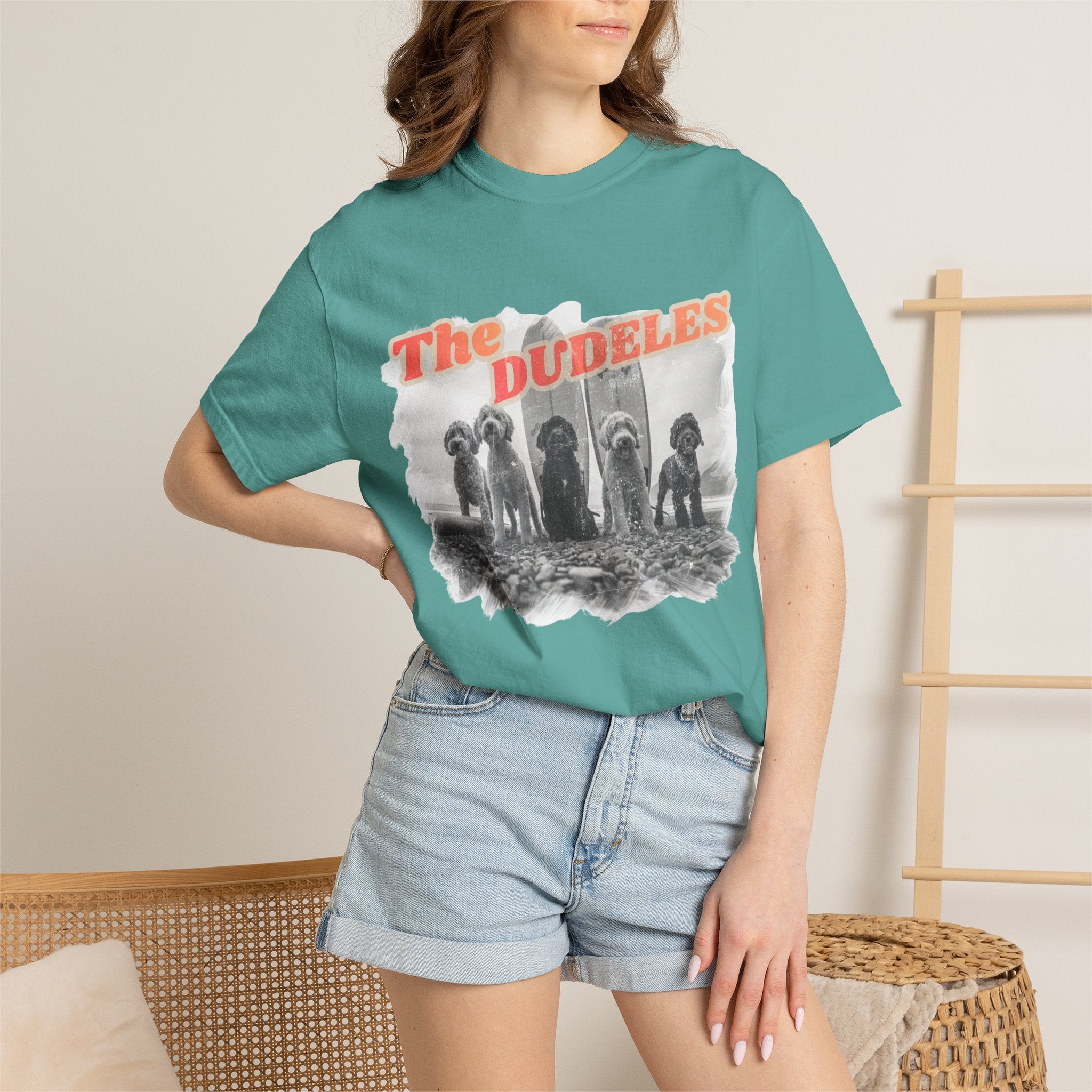 The Dudeles Dog Surfer T-Shirt | Doodle Breed Surfing Design
