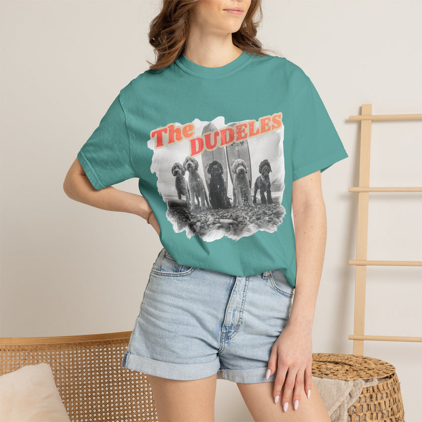 The Dudeles Dog Surfer T-Shirt | Doodle Breed Surfing Design