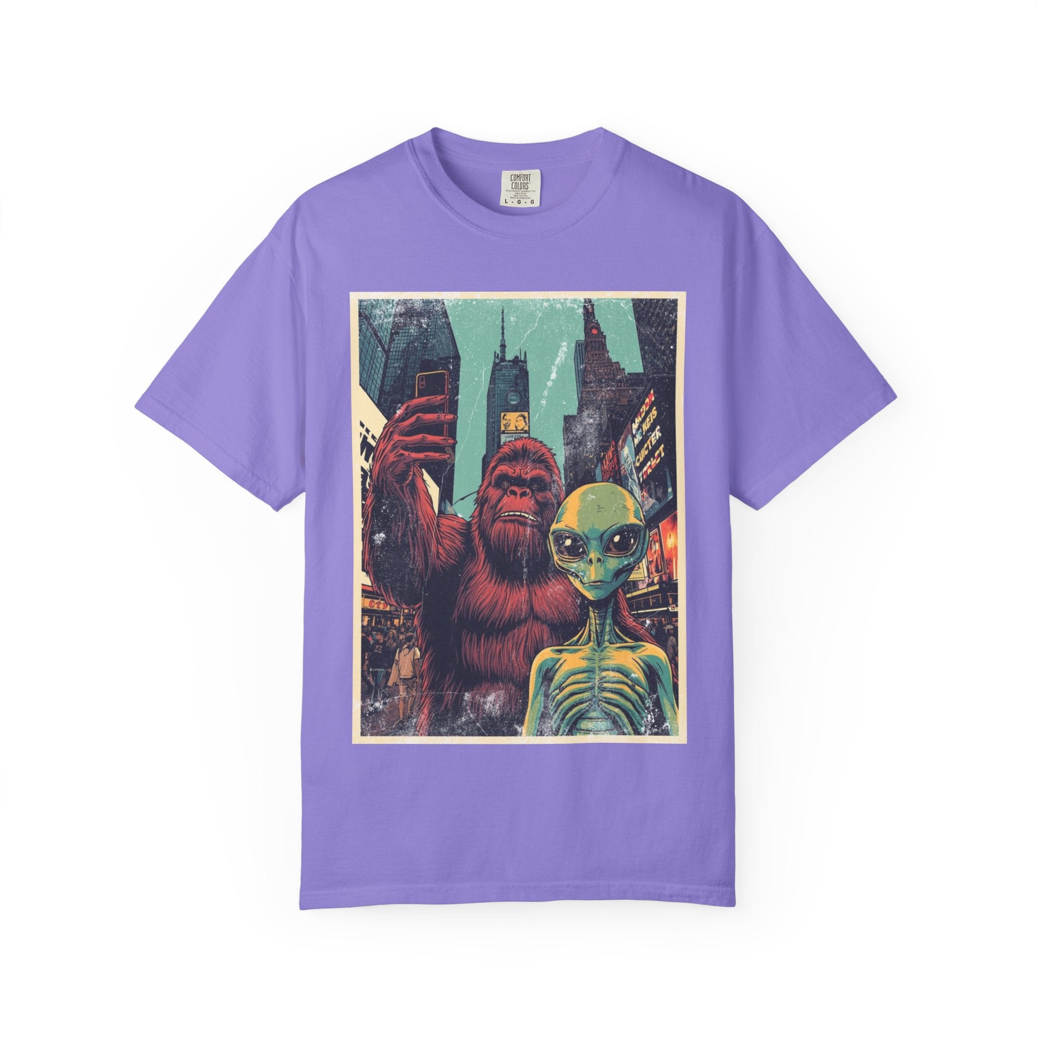 Alien & Bigfoot New York Times Square T-Shirt — Funny Urban Cryptid Tee