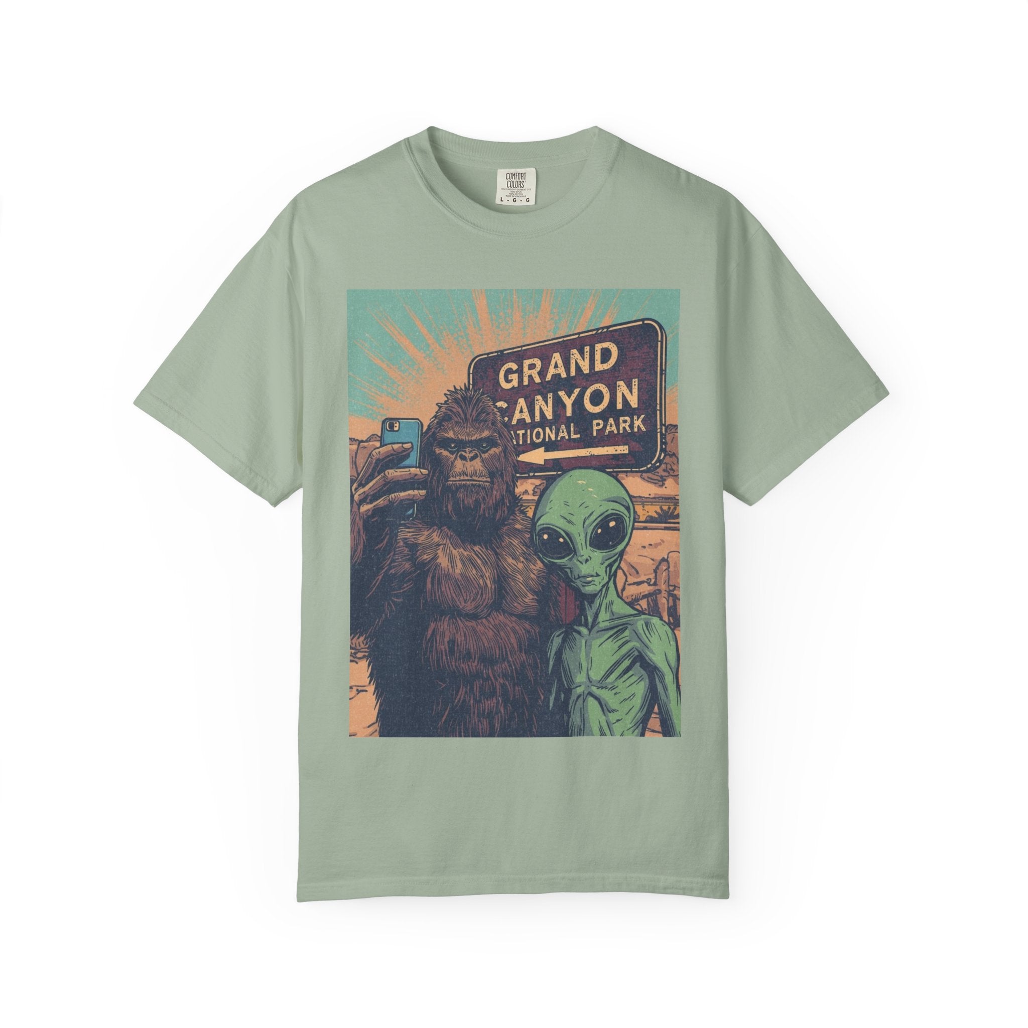 Bigfoot & Alien Grand Canyon T-Shirt — Funny National Park Tee