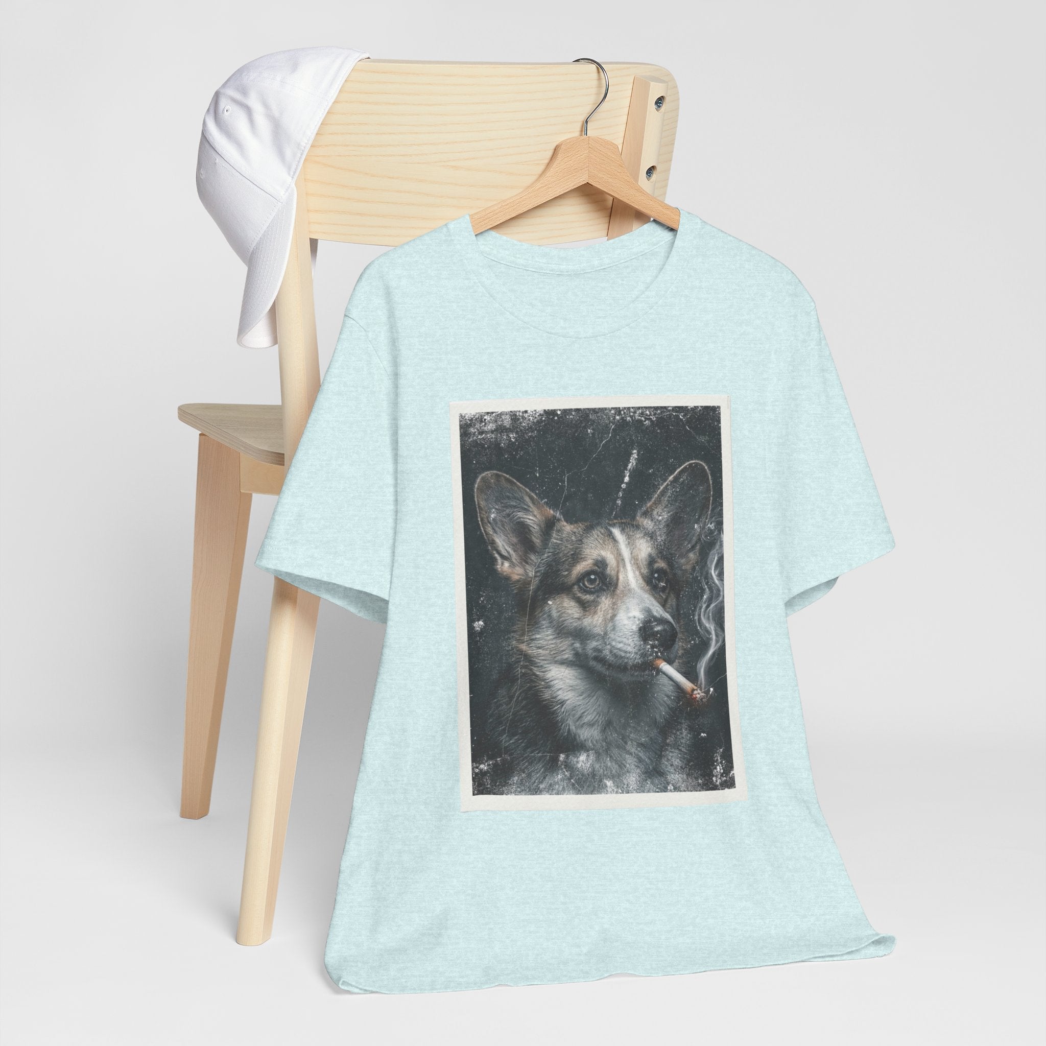 Smoking Corgi Graphic Tee – Retro Dog Portrait T-Shirt