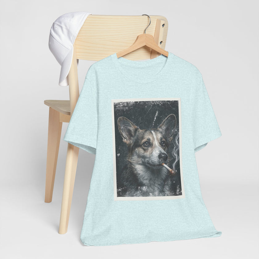 Smoking Corgi Graphic Tee – Retro Dog Portrait T-Shirt