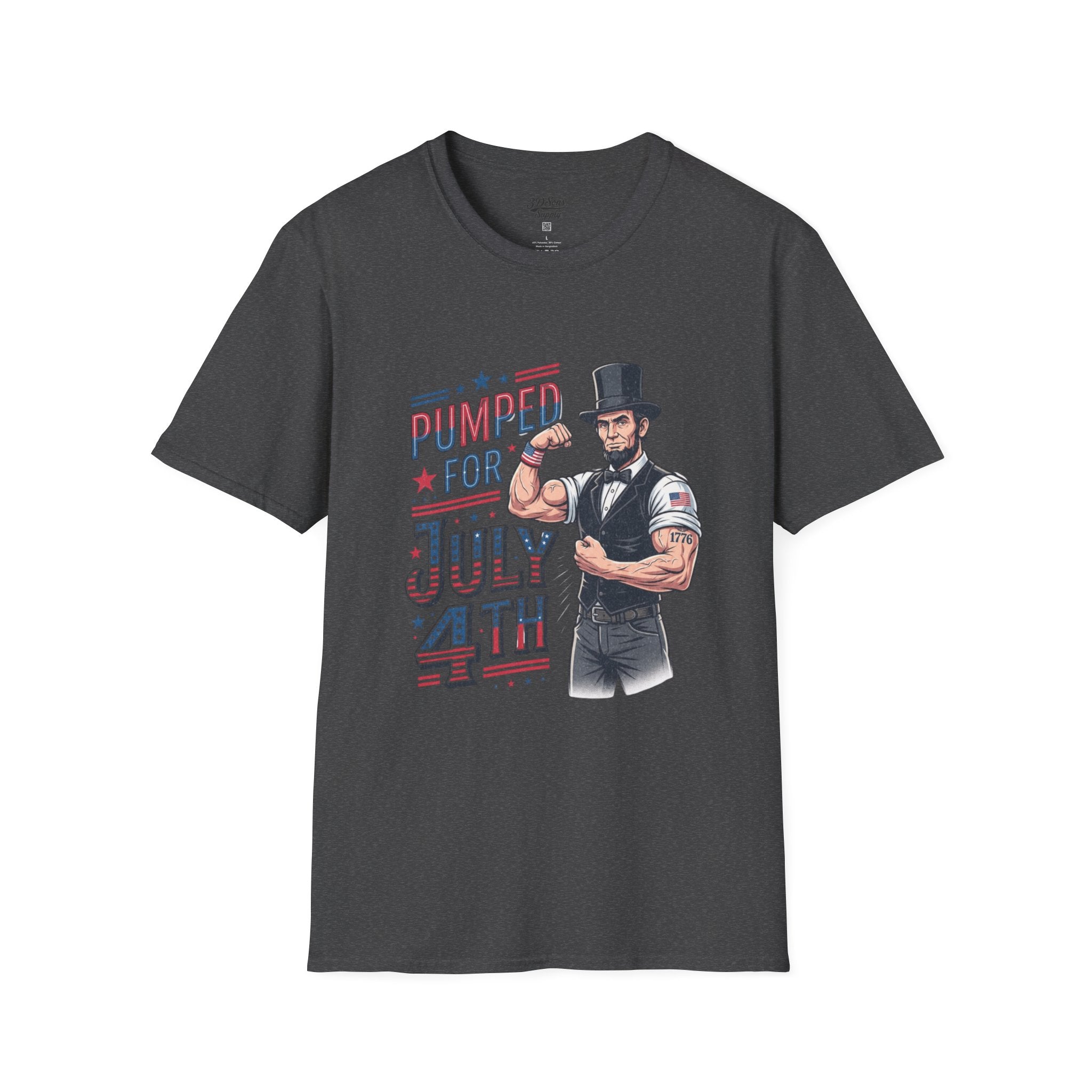 Pumped for July 4th Abraham Lincoln T-Shirt | Funny Patriotic Tee