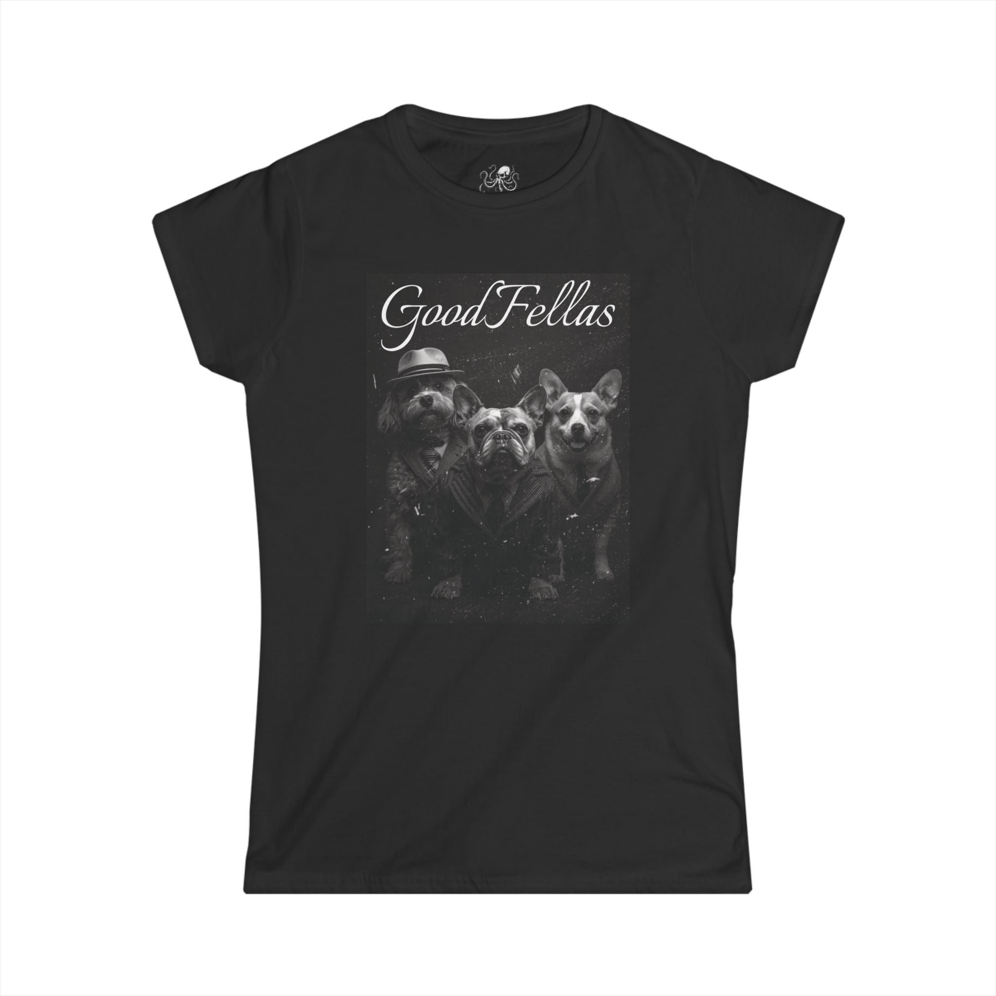 Women's GoodFellas Dogs Tee Vintage Mafia Puppy Portrait, Corgi, French Bulldog and Doodle