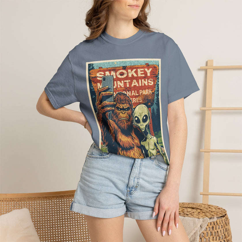 Smoky Mountains Alien & Bigfoot T-shirt — National Park Adventure Tee