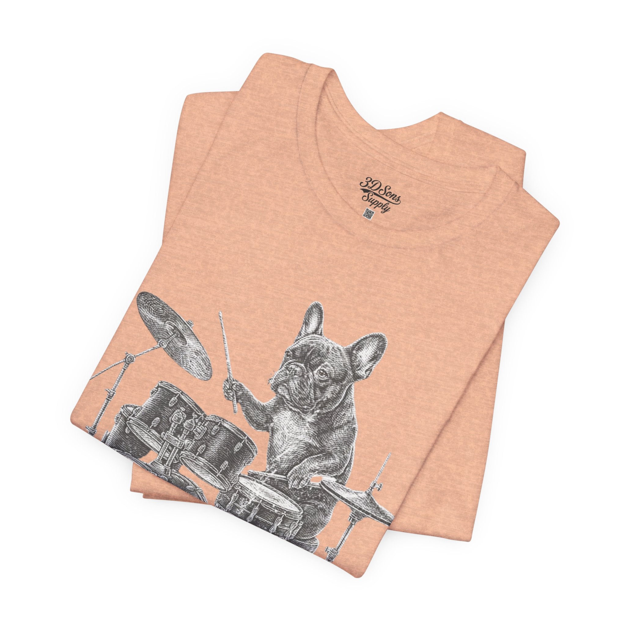 Drumming French Bulldog T-Shirt — Cute Dog Playing Drum Graphic Tee