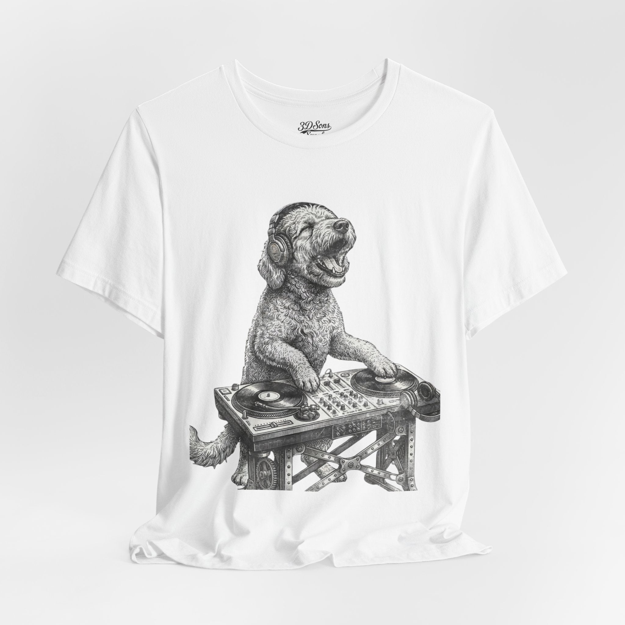 DJ Doodle T‑Shirt — Vintage Turntable Puppy Graphic Tee