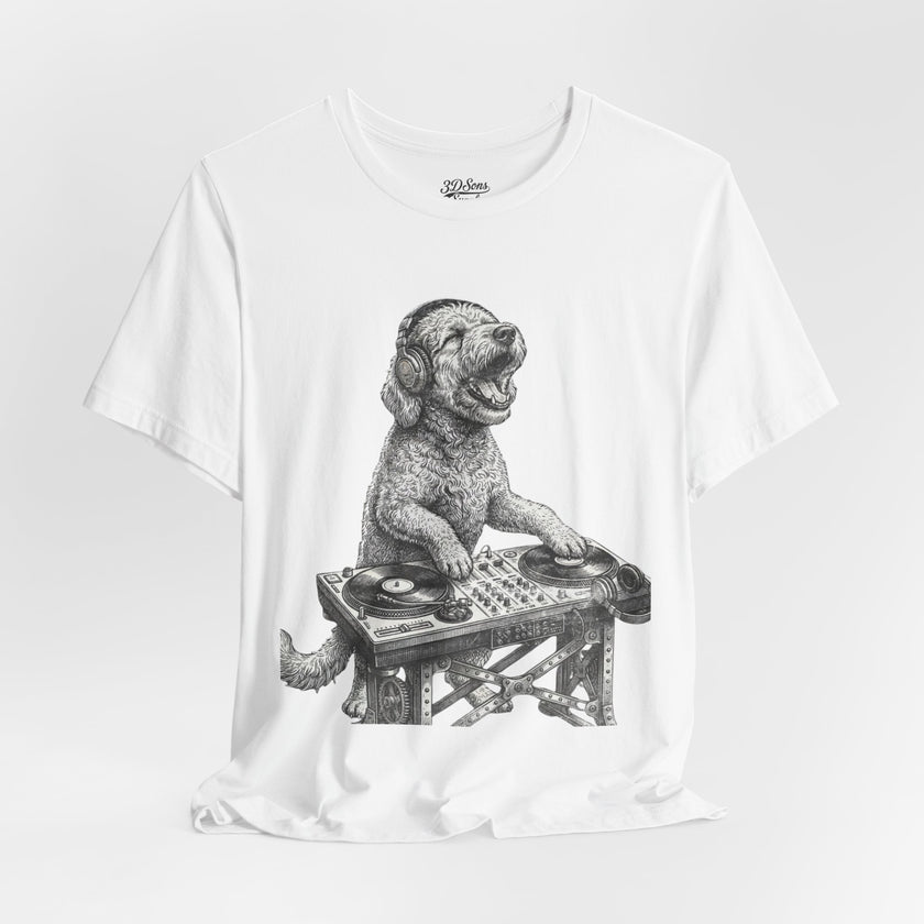 DJ Doodle T‑Shirt — Vintage Turntable Puppy Graphic Tee