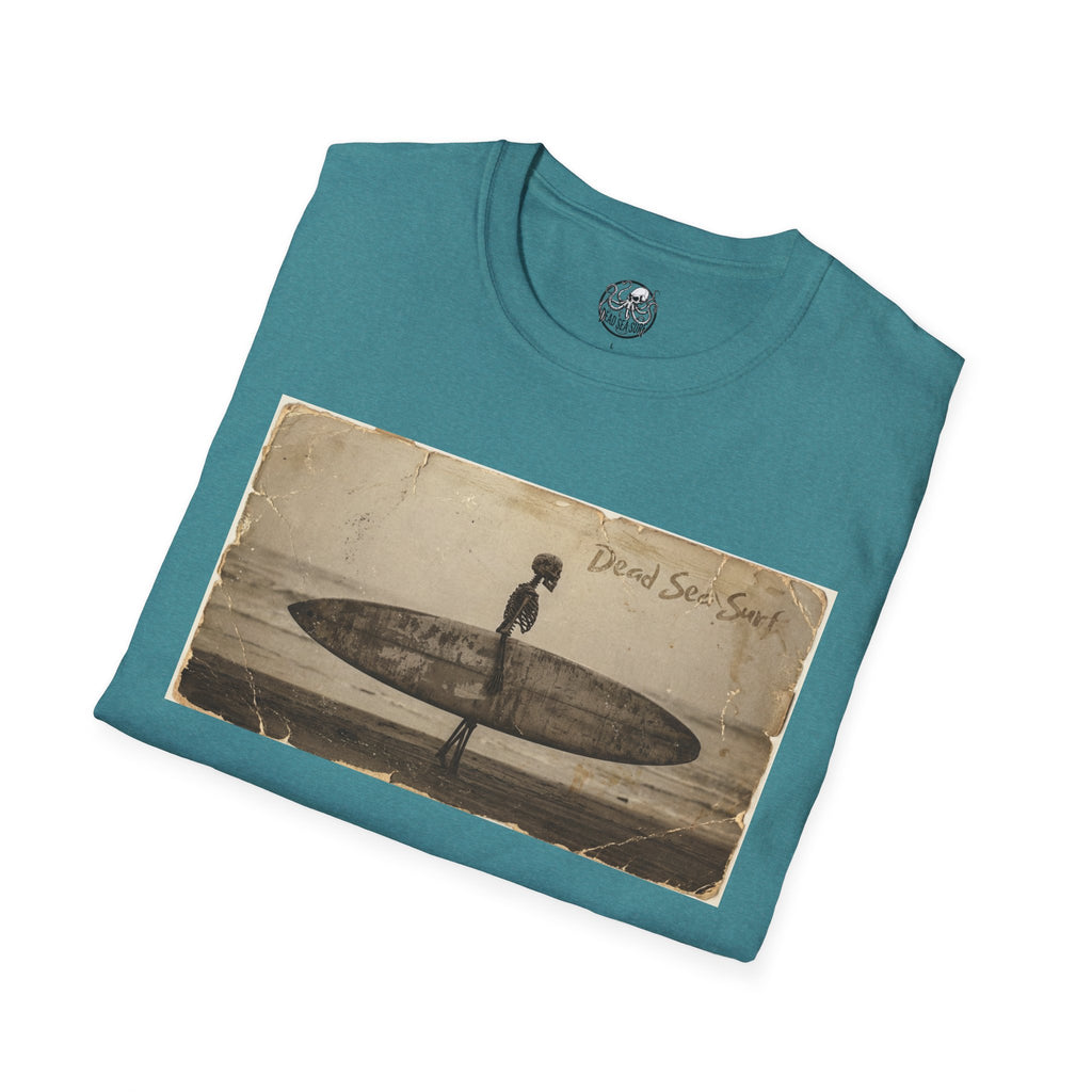 Vintage Skeleton Surfer Photograph T-Shirt | Retro Beach Surf Tee