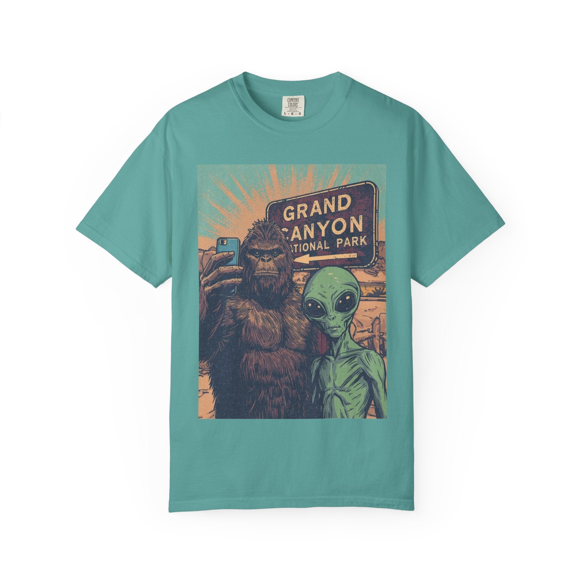 Bigfoot & Alien Grand Canyon T-Shirt — Funny National Park Tee