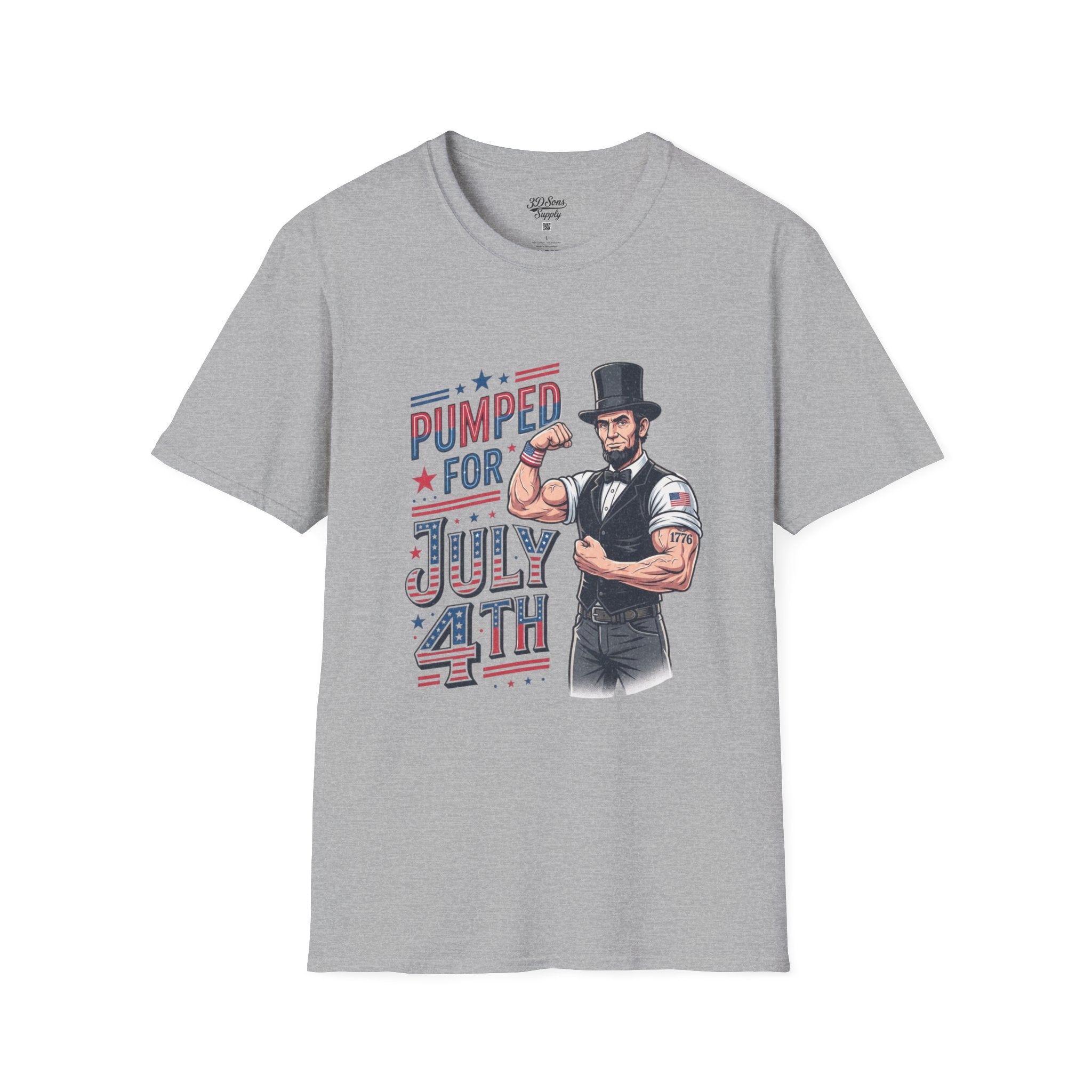Pumped for July 4th Abraham Lincoln T-Shirt | Funny Patriotic Tee