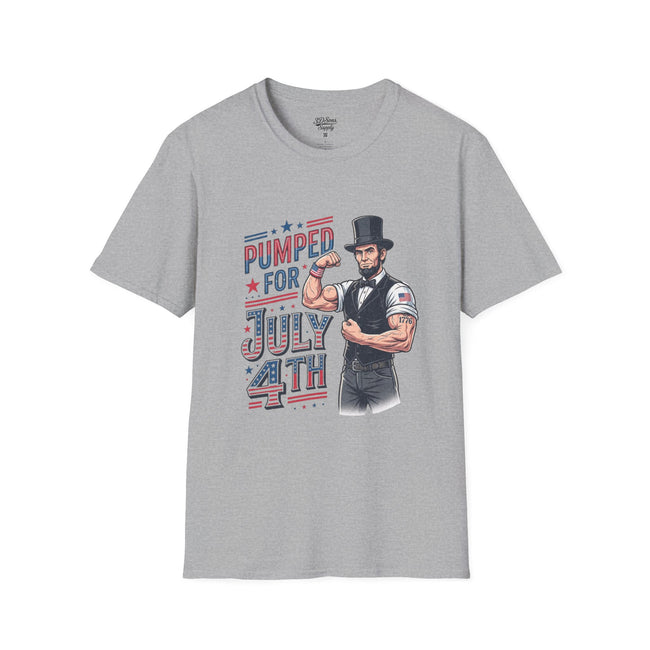 Pumped for July 4th Abraham Lincoln T-Shirt | Funny Patriotic Tee