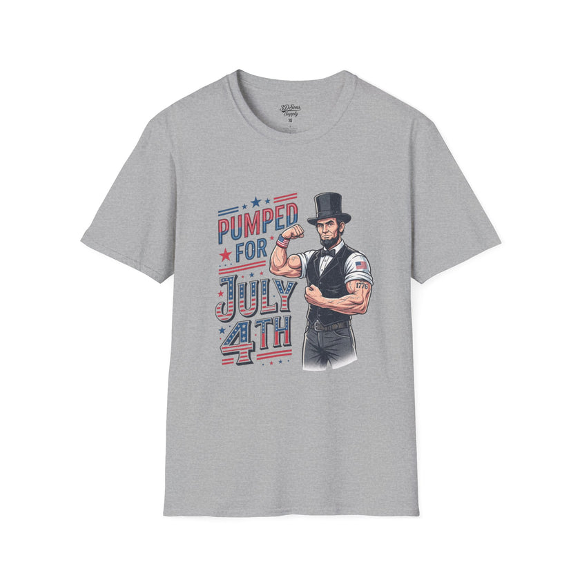 Pumped for July 4th Abraham Lincoln T-Shirt | Funny Patriotic Tee
