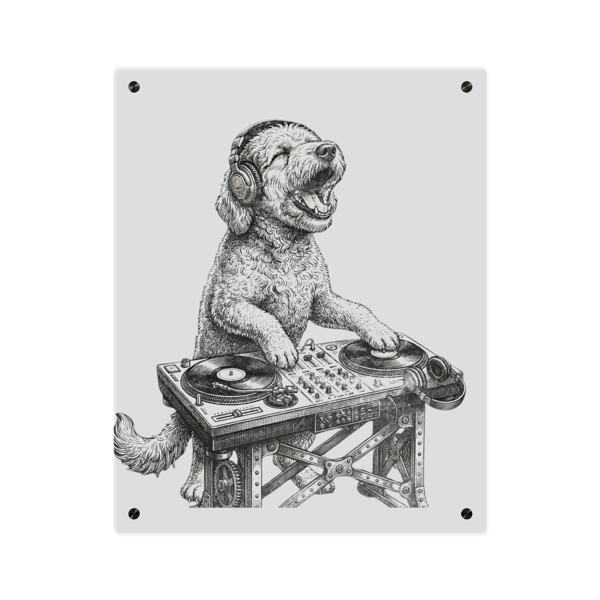 Doodle DJ with Turntable Acrylic Wall Art Panels | Music Room Decor